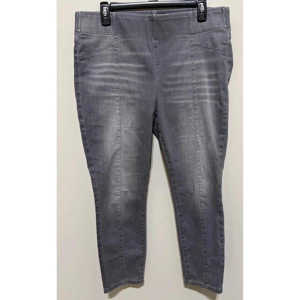 Simply Vera Wang 14 Pull On Skinny Jegging Gray Stretch Crop Denim Womens Jeans